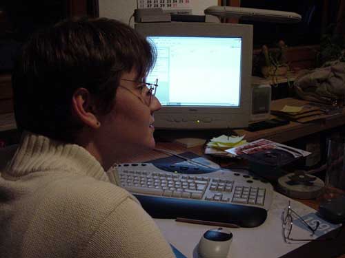 anja at her desk