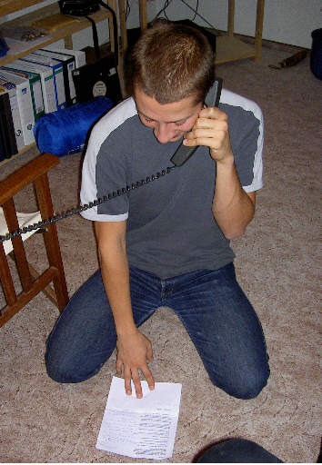 Tino on the phone with Hannah K
