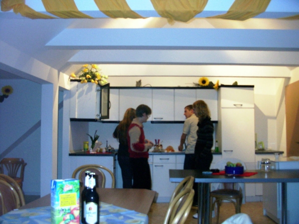 they are working in the kitchen ...